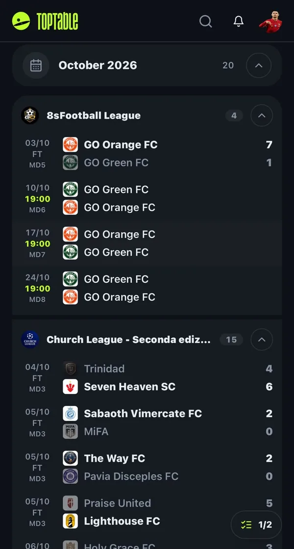 Partidas com o novo visual